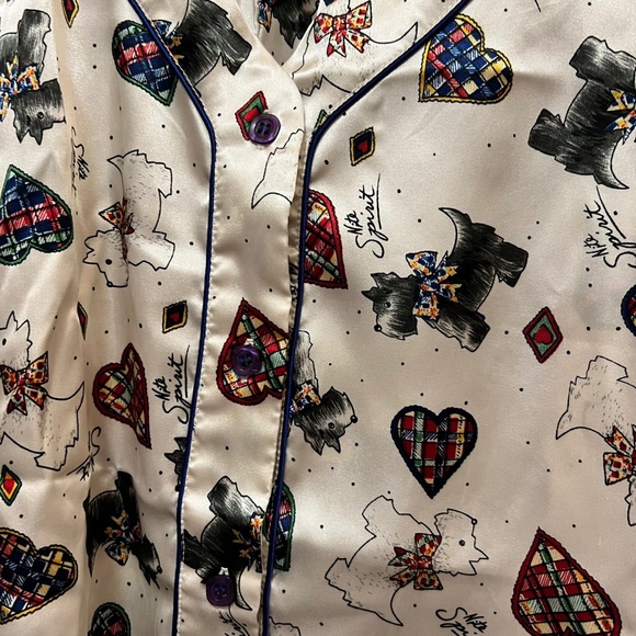 Nite Spirit Sleepwear Scottie Dog With Hearts Satin 2 Piece Set Size M NWOT - Picture 3 of 9